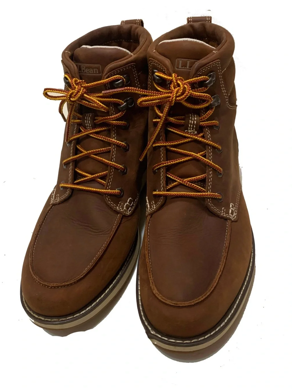 L.L. Bean Brown Leather Lace-Up Boots, Moc Toe